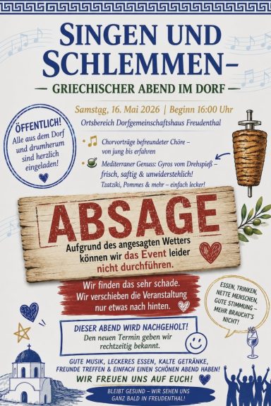Griechischer Abend in Freudenthal Plakat griechischer Abend mit Chormusik